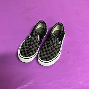 Black and grey checkered kids Vans